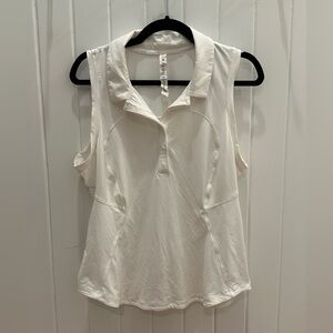 Lululemon Athletica Cream Sleeveless Polo Top